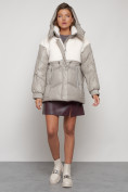 Оптом Куртка зимняя женская модная из овчины светло-коричневого цвета 13350SK в Екатеринбурге, фото 5