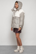 Оптом Куртка зимняя женская модная из овчины светло-коричневого цвета 13350SK в Казани, фото 6