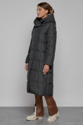 Оптом Пальто утепленное с капюшоном зимнее женское темно-серого цвета 13363TC, фото 14