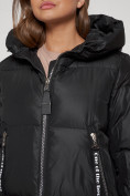 Оптом Пальто утепленное с капюшоном зимнее женское черного цвета 13816Ch в Екатеринбурге, фото 12
