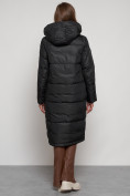 Оптом Пальто утепленное с капюшоном зимнее женское черного цвета 13816Ch, фото 4