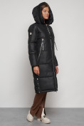 Оптом Пальто утепленное с капюшоном зимнее женское черного цвета 13816Ch в Екатеринбурге, фото 7