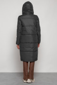 Оптом Пальто утепленное с капюшоном зимнее женское темно-серого цвета 13816TC, фото 7