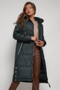 Оптом Пальто утепленное с капюшоном зимнее женское темно-зеленого цвета 13816TZ в Екатеринбурге, фото 10