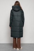 Оптом Пальто утепленное с капюшоном зимнее женское темно-зеленого цвета 13816TZ, фото 20