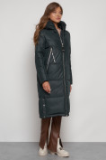 Оптом Пальто утепленное с капюшоном зимнее женское темно-зеленого цвета 13816TZ в Самаре, фото 3