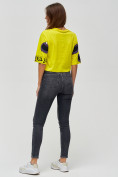 Оптом Топ футболка женская желтого цвета 14001J в Екатеринбурге, фото 3