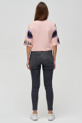 Оптом Топ футболка женская розового цвета 14001R в Казани, фото 3