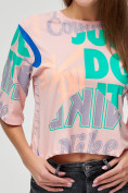 Оптом Топ футболка женская розового цвета 14006R в Казани, фото 5