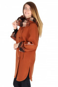Оптом Пальто женское коричневого цвета 14142К, фото 2