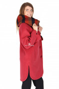 Оптом Пальто женское красного цвета 14142Кr в Новосибирске, фото 2