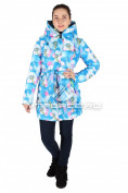 Оптом Куртка горнолыжная удлиненная женская синего цвета 14802S