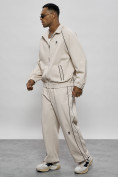 Оптом Спортивный костюм мужской оригинал бежевого цвета 15005B в Астане, фото 10