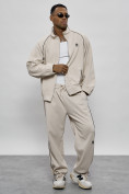 Оптом Спортивный костюм мужской оригинал бежевого цвета 15005B в Астане, фото 18