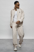 Оптом Спортивный костюм мужской оригинал бежевого цвета 15005B в Самаре, фото 20