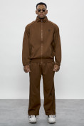Оптом Спортивный костюм мужской оригинал коричневого цвета 15005K в Сочи