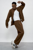 Оптом Спортивный костюм мужской оригинал коричневого цвета 15005K в Ростове-на-Дону, фото 10