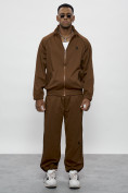 Оптом Спортивный костюм мужской оригинал коричневого цвета 15005K в Томске, фото 17