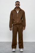 Оптом Спортивный костюм мужской оригинал коричневого цвета 15005K в  Красноярске, фото 22