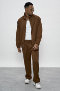 Оптом Спортивный костюм мужской оригинал коричневого цвета 15005K в Алма-Ате, фото 7