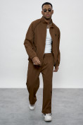 Оптом Спортивный костюм мужской оригинал коричневого цвета 15005K в Казани, фото 8