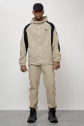 Оптом Спортивный костюм мужской модный бежевого цвета 15006B в Перми, фото 10