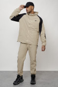 Оптом Спортивный костюм мужской модный бежевого цвета 15006B в Перми, фото 11