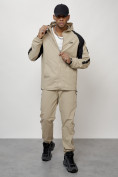 Оптом Спортивный костюм мужской модный бежевого цвета 15006B в Сочи, фото 12