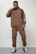 Оптом Спортивный костюм мужской модный коричневого цвета 15006K в Челябинске, фото 10