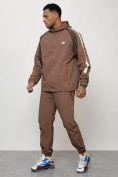 Оптом Спортивный костюм мужской модный коричневого цвета 15006K в Баку, фото 2