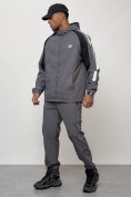 Оптом Спортивный костюм мужской модный серого цвета 15006Sr в Перми, фото 2