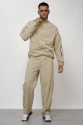 Оптом Спортивный костюм мужской модный бежевого цвета 15007B в Кемерово, фото 10