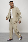Оптом Спортивный костюм мужской модный бежевого цвета 15007B в Кемерово, фото 14
