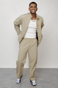 Оптом Спортивный костюм мужской модный бежевого цвета 15007B в Сочи, фото 15