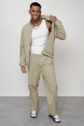 Оптом Спортивный костюм мужской модный бежевого цвета 15007B, фото 16