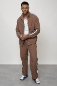 Оптом Спортивный костюм мужской модный коричневого цвета 15007K в Самаре, фото 14