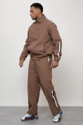Оптом Спортивный костюм мужской модный коричневого цвета 15007K в Воронеже, фото 2