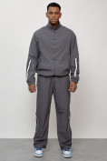 Оптом Спортивный костюм мужской модный серого цвета 15007Sr в Перми