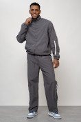 Оптом Спортивный костюм мужской модный серого цвета 15007Sr в Волгоградке, фото 11