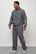 Оптом Спортивный костюм мужской модный серого цвета 15007Sr в Баку, фото 2