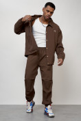 Оптом Спортивный костюм мужской модный коричневого цвета 15010K в Ростове-на-Дону, фото 11