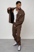 Оптом Спортивный костюм мужской модный коричневого цвета 15010K в Перми, фото 14