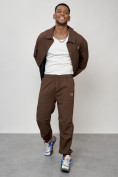 Оптом Спортивный костюм мужской модный коричневого цвета 15010K в Перми, фото 15