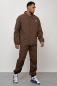 Оптом Спортивный костюм мужской модный коричневого цвета 15010K в Омске, фото 3