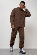 Оптом Спортивный костюм мужской модный коричневого цвета 15010K в Челябинске, фото 9