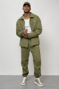 Оптом Спортивный костюм мужской модный цвета хаки 15010Kh в Уфе, фото 13