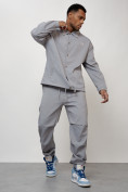 Оптом Спортивный костюм мужской модный серого цвета 15010Sr в Перми, фото 9