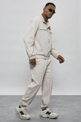 Оптом Спортивный костюм мужской оригинал бежевого цвета 15011B в Самаре, фото 8