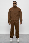 Оптом Спортивный костюм мужской оригинал коричневого цвета 15011K в Саратове