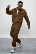Оптом Спортивный костюм мужской оригинал коричневого цвета 15011K в Хабаровске, фото 5